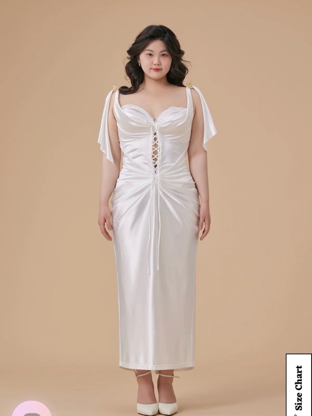 Lacemade Strapless White Satin Lace-Up Evening Dress